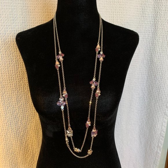 Ballet Silver, Mauve, Purple, Crystal Necklace - Picture 1 of 9